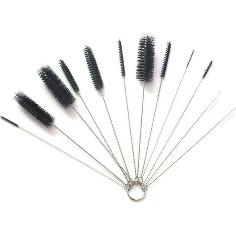 [JAMAIS UTILISÉ]Tube Brosse de Nettoyage 12pcs Kit Goupillon Nettoyage pour Tasse Verre Biberon Paille Thermos Divers Récipients（10Noir+2Blanc） (1/5)