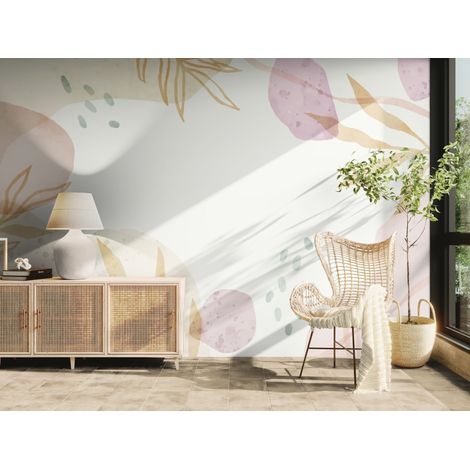 Papier peint art & déco – Feuillage doux pastel - 150 x 250 cm (1/2)