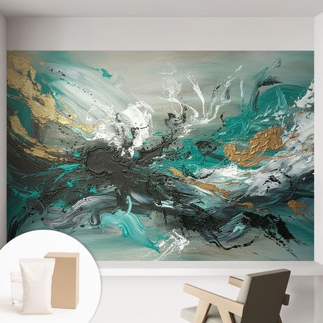 Papier peint intissé décoratif pour salon chambre et cuisine Facile à poser avec colle Tourbillon artistique 152x104 cm (1/5)
