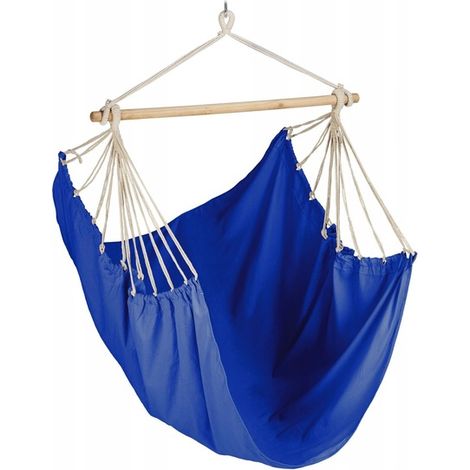 Silla colgante, columpio brasileño, hamaca, jardín, terraza, azul (1/5)