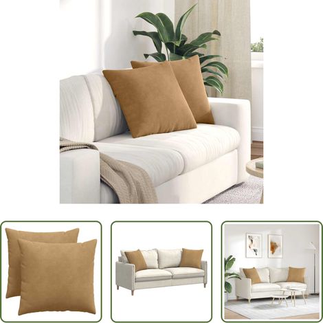 vidaXL Cojines de sofá 2 pcs Marrón 50 x 50 cm Tela de pana (1/5)