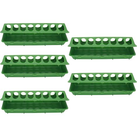 Mangeoire Pour Oiseaux - Accessoire Cage Suspendu - Plastique Épais Vert - Ensemble 5 Pièces - 300x125x80mm