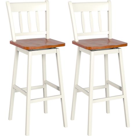 Set of 2 Bar Stools Wooden Counter Height Chair Pub Dining Chairs 360 °Swiveling (1/5)