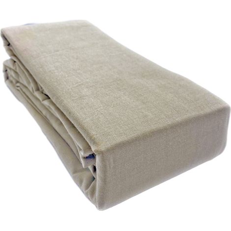 Drap housse OBIO coton bio 57 fils matelas épais 160x200 Beige (1/5)