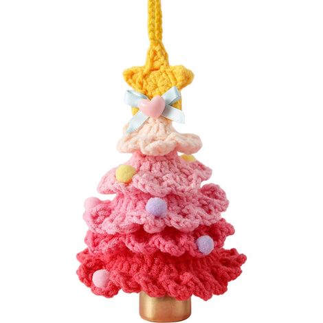 Gehäkelte Weihnachtsbäume mit Farbverlauf, perfekt als Geschenk für Freunde, Familie und Angehörige handgefertigte Blumenarrangements, geeignet für die Dekoration von Zuhause/Büro und als Autoschmuck.