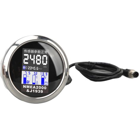 85MM Tachomètre Bateau NMEA2000 J1939 Protocole DC9-32V Indicateur Température Eau Pression Huile Tension Volt Pour RV Yacht Voiture Cadran Noir (1/5)
