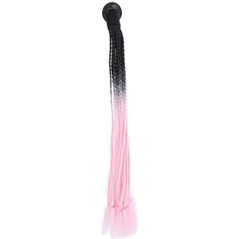 Casque moto avec tresse et ventouse - Postiche queue de cheval style dreadlocks noir et rose (1/5)