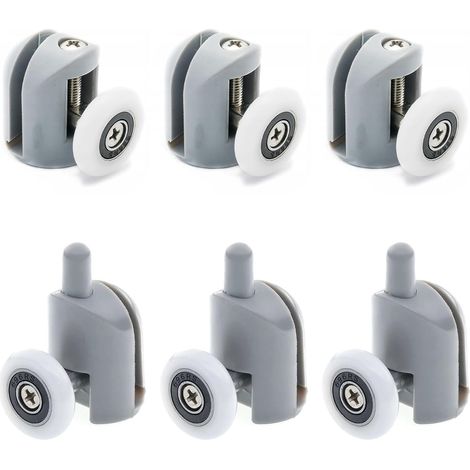 Rodillos para mampara de ducha, rodillos deslizantes de 23 mm, ruedas de aleación de aluminio para mampara de ducha, puerta de baño, 6 piezas (1/5)