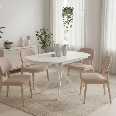 Drift, Tavolo allungabile con top in Ceramica Marmo bianco (120cm X 80/120cm H. 76cm) Duzzle (1/5)