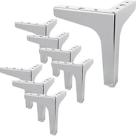 Pieds de meubles en métal de 15 cm (6 pouces), pieds de meubles en métal argenté, pieds de table triangulaires, pieds de canapé, pieds d'armoire, conviennent aux armoires, canapés et tables basses. (1/5)