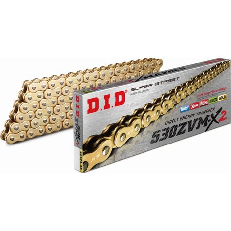 DID 50(530)ZVMX2G&G-112 CADENA DE ORO / ORO (112 ESLABONES) ANILLO X (ABIERTO + FINAL) (50ZVMX2GG-112)
