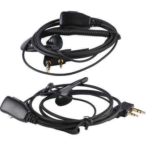 2PCS Écouteurs Talkie-Walkie avec Câble à Ressort, Casque d'Intercom Filaire, Microphone HD Intégré (1/5)