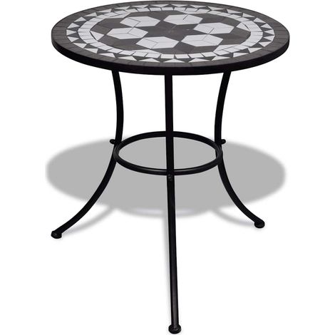 Teenpull – Bistrotisch Schwarz und Weiß 60 cm Mosaik (1/5)