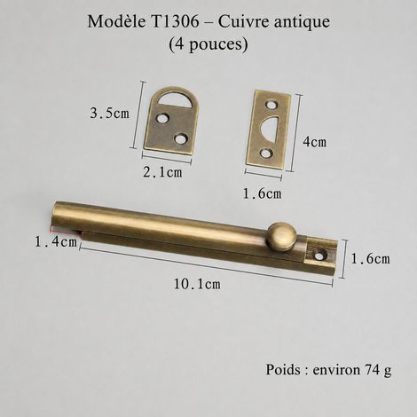 Loquet à coulisse T1306 en laiton bronze ancien, 4 pouces t1306 4 bronze 10,1 × 1,6 × 3,5 cm 74 g – Livraison gratuite