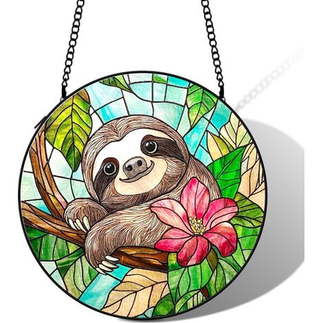 Attrape-soleil vitrail chat 20 cm décoration suspendue fenêtre animal lumineux cadeau Noël (1/5)