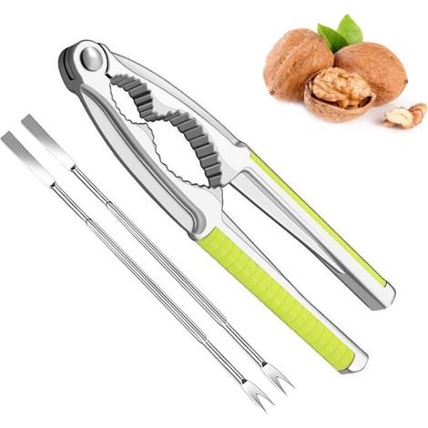 Nussknackerzange, Nussknacker mit rutschfestem Griff, manuelle Nussknackerzange, mit Gabeln, für Haselnüsse, Pekannüsse, Mandeln, Meeresfrüchte (1/5)