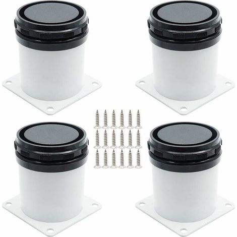 Ensemble de 4 Pieds de Meuble Réglables - Acier Inoxydable - Avec Vis - Blanc - Hauteur de 5cm (1/5)