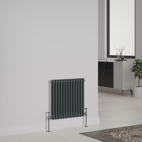 NRG Cast Iron Style Radiator Traditional Anthracite Central Heating Rads Horizontal 2 Column 600x605mm