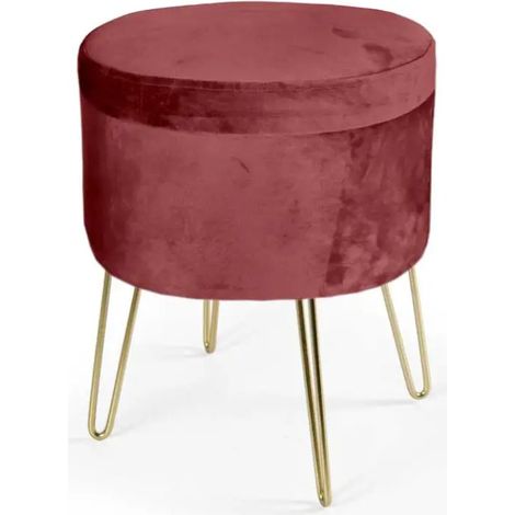 Set 2 bordeaux poufs mit Stauraum Ø38x46 cm