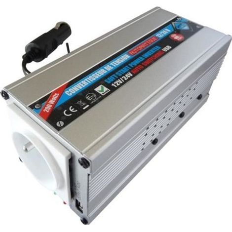 HTC Converter 12/24V Automatic 220/240V 200W USB 0.5A (1/2)