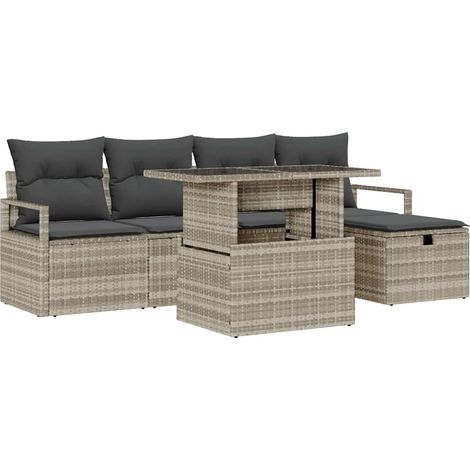 Maison Exclusive - Set Divano da Giardino 6 pz Grigio chiaro polyrattan (1/5)