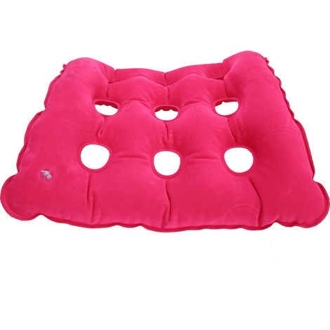 Coussin gonflable pour chaise afin de prévenir les escarres, adapté aux personnes âgées alitées, avec pompe à air (rose rouge) (1/5)