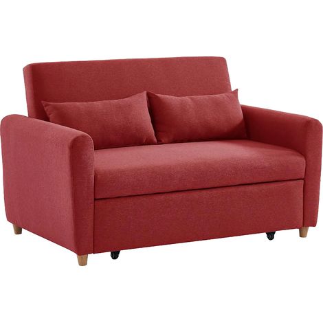 Divano letto 2 posti in tessuto Rosso - AYLA (1/5)