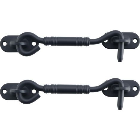 2 Pièces Crochet Fermeture Fenêtre, Crochet de Porte, Support de Fenêtre Silencieux, Verrou de Porte Interieure avec Vis de Montage, en Acier Inoxydable, Noir (1/5)