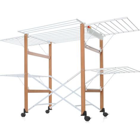 étendoir à Linge Pliant, 105 x 80 x 174 cm, Bois Noyer, Pour Sécher le vêtement (1/5)