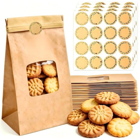 Pack of 60 Kraft Window Bags 17 x 9 x 6 cm (1/5)