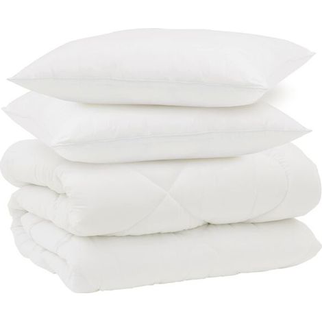 Ensemble couette et oreiller d'hiver (3 pièces), microfibre blanche (1/5)