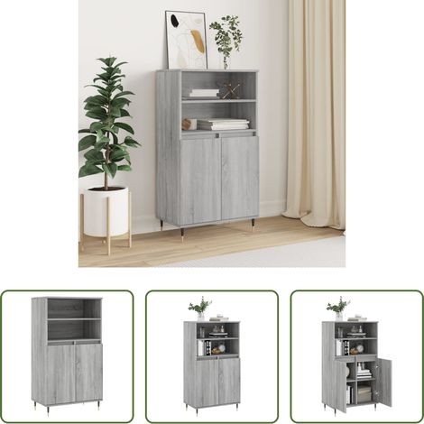 vidaXL Holzwerkstoff Schrank mit Türen - Highboard Grau Sonoma 60x36x110 cm Holzwerkstoff (1/5)