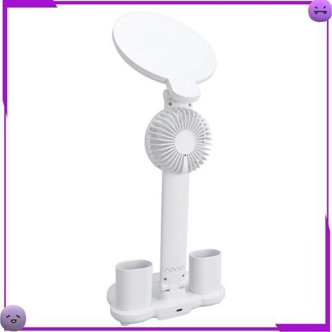 Lampe de Bureau LED Ronde avec Ventilateur, Charge USB, 3 Modes d'Éclairage, Support Stylo, Écran Intelligent (1/5)