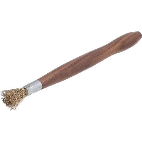 Brosse métallique résistante à l'usure et à la rouille, manche en bois, outil de nettoyage professionnel pour bonsaïs et plantes en pot. (1/5)