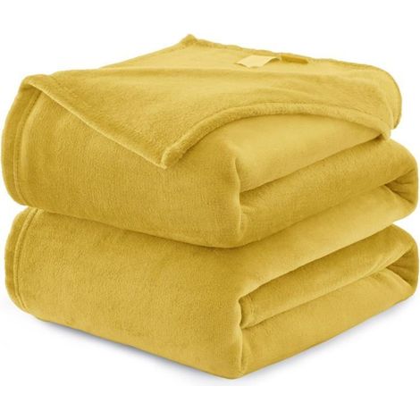1 pièce Couverture polaire microfibre douce et respirante, 150 x 200 cm, jaune, pour canapé lit extérieur (1/5)