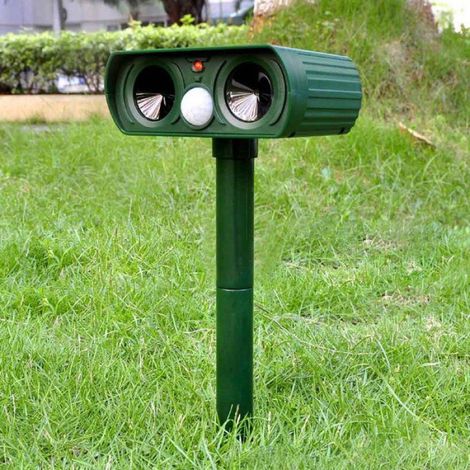 Répulsif Solaire À Ultrasons - Capteur PIR - Pour Chien Chat Souris Oiseaux - Jardin Patio Extérieur - 1 Pièce (1/5)