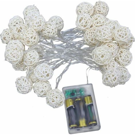 MINKUROW Led Luci A Sfera In Rattan, 5m 40 Led Alimentate A Batteria Impermeabile Ip44 Luci A Sfera In Rattan (1/5)