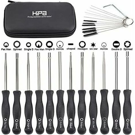RHG Carburateur Set de 12 Outils de Réglage de Carburateur/Tournevis de Réglage pour Moteur à 2 Temps Embout Splined/Pac Man/D/Double D pour Débroussailleuse Tronçonneuse Poulan usqvarna STIL Eco