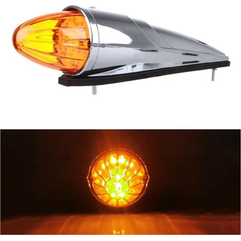 Feu de gabarit orange (marqueur) avec base chromée pour toit de camions poids lourds, tracteurs, camions-benne et véhicules spéc
