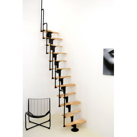 Minka Mittelholmtreppe Twister 35 - 293,8cm Geschosshöhe Buche Schwarz (1/5)