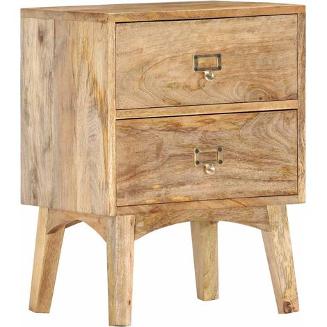 Mesita de noche de madera maciza de mango 40x35x55 cm (1/5)