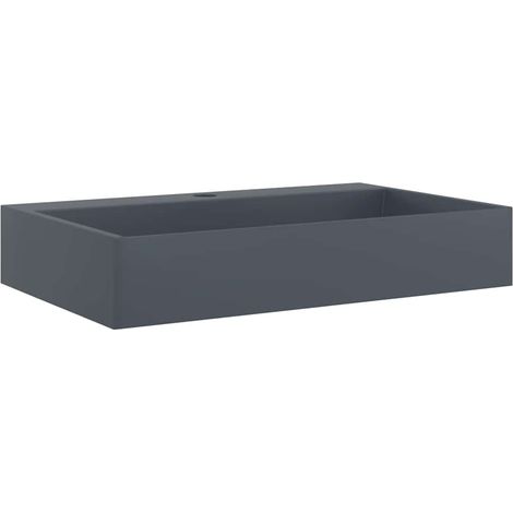 vidaXL Lavandino 60x38x11 cm Blocco in Marmo/Minerale Antracite (1/5)