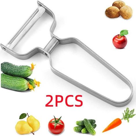 Éplucheur à légumes - Universel - Rotatif Multifonctionnel - Acier inoxydable 430 - 2pcs - Argent (1/4)