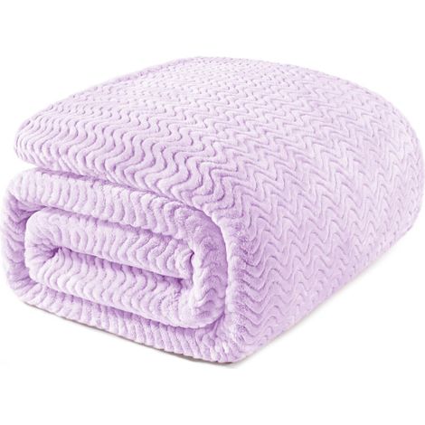 Mezcla Plaid Couverture à Motif Ondulé, 220 x 240 CM, Lilas (1/5)