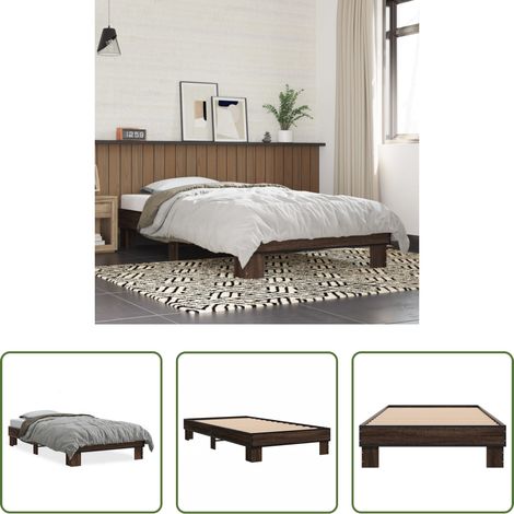 Lit bois - Cadre de lit sans matelas chêne marron 75x190 cm (1/5)
