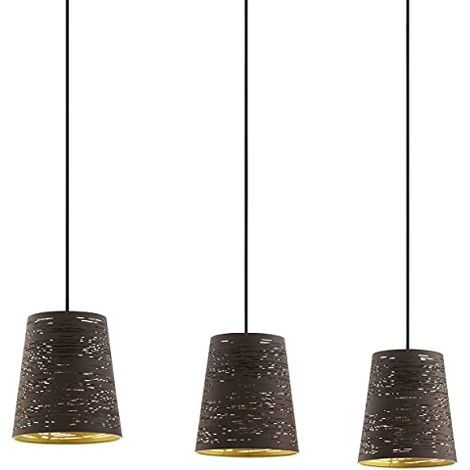 Lampadario A Sospensione Minimal Segezia Acciaio Moka Oro 3 Luci E27 (1/4)