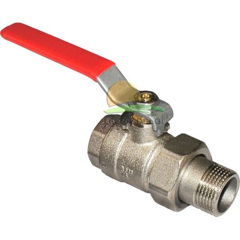 Valvola a sfera con maniglia a leva a passaggio integrale M/F in ottone da 1/2" con raccordo, temperatura massima 95o C (1/2)