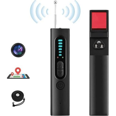 Rilevatore di microfoni spia, rilevatore di telecamere e microfoni spia, rilevatore di telecamere nascoste 3 in 1, protegge i tuoi effetti personali in viaggio e la tua privacy in ogni aspetto (nero)