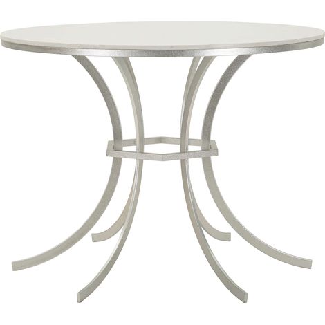 Tavolo Fisso Otmar, 2 Posti, Piano Effetto Marmo, Forma Rotondo, 100x100x77h cm Bianco Marmo