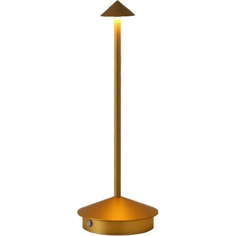 (Gold) Tragbare, wiederaufladbare Tischleuchte, batteriebetrieben, 3-farbige Beleuchtung, geeignet für Schlafzimmer, Restaurant, Terrassenbar (1/5)